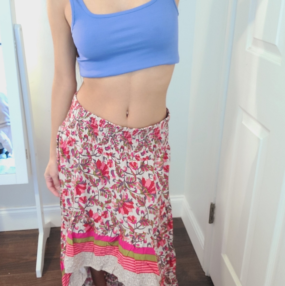 BTFBM Floral Pink and White Women's Skirt